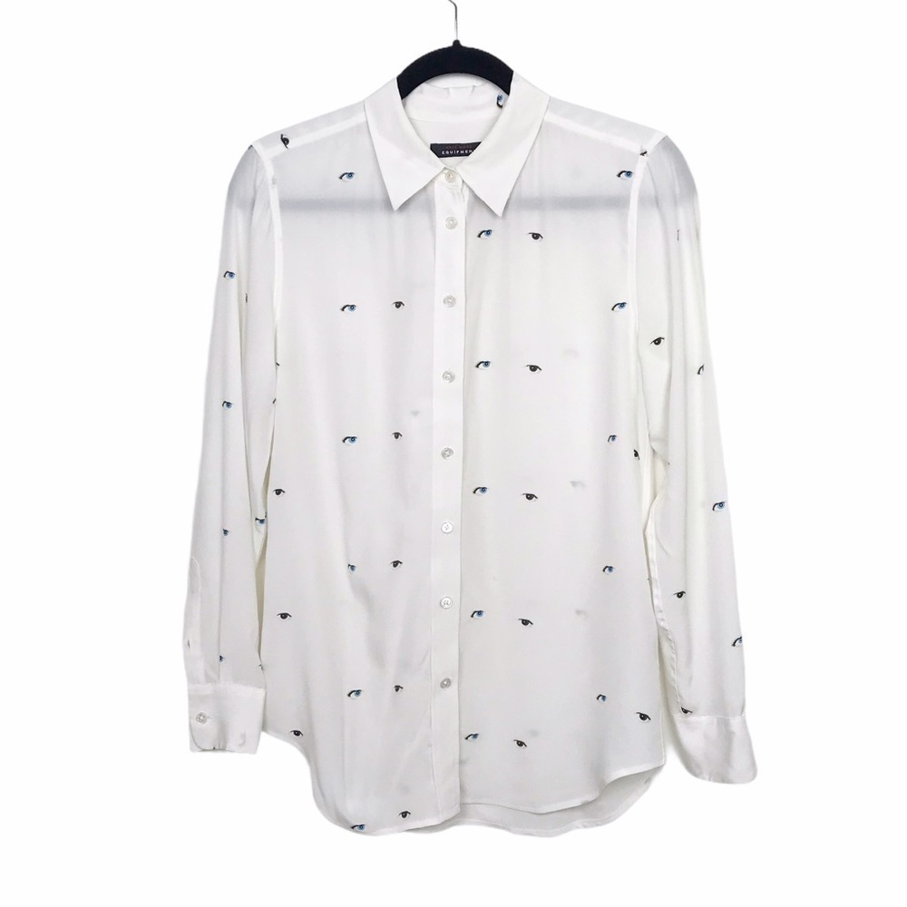 Equipment Kate Moss 100% Silk David Bowie Eyes Button Up Shirt XS